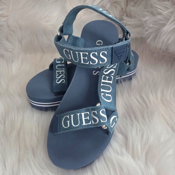 NEW GUESS Women's Avin Logo Sport Denim Sandals Size 7.5 - Picture 3 of 10
